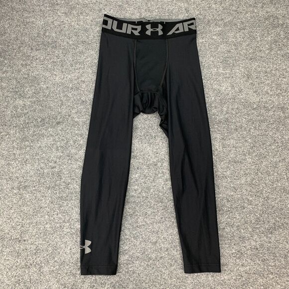 Under Armour Compression Leggings Mens 11 Black Fitted Stretch Gym Workout - Picture 2 of 8